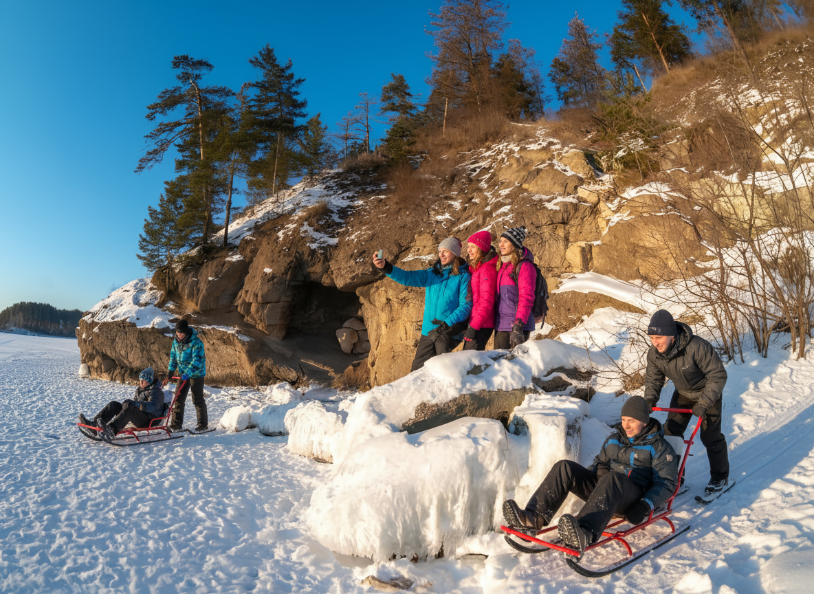 Зимние забавы: финские сани, русские традиции и зимнее настроение