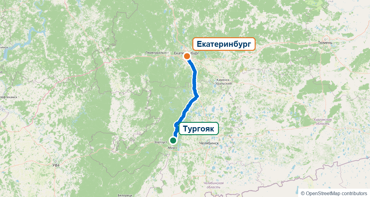 Автомобильный маршрут Екатеринбург — Тургояк