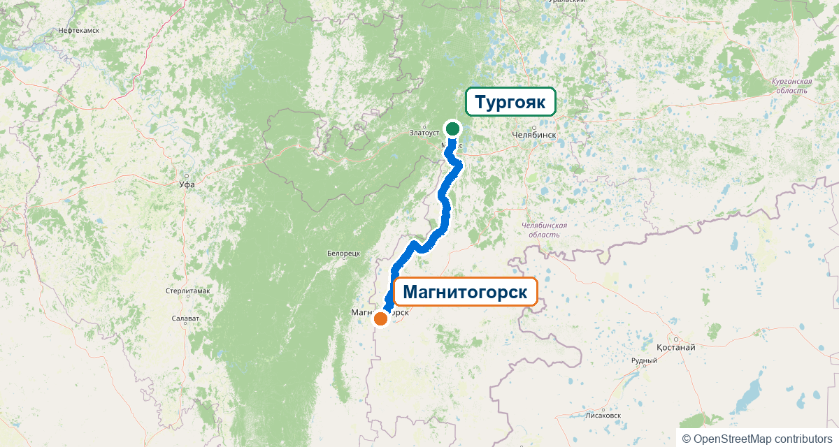 Автомобильный маршрут Магнитогорск — Тургояк