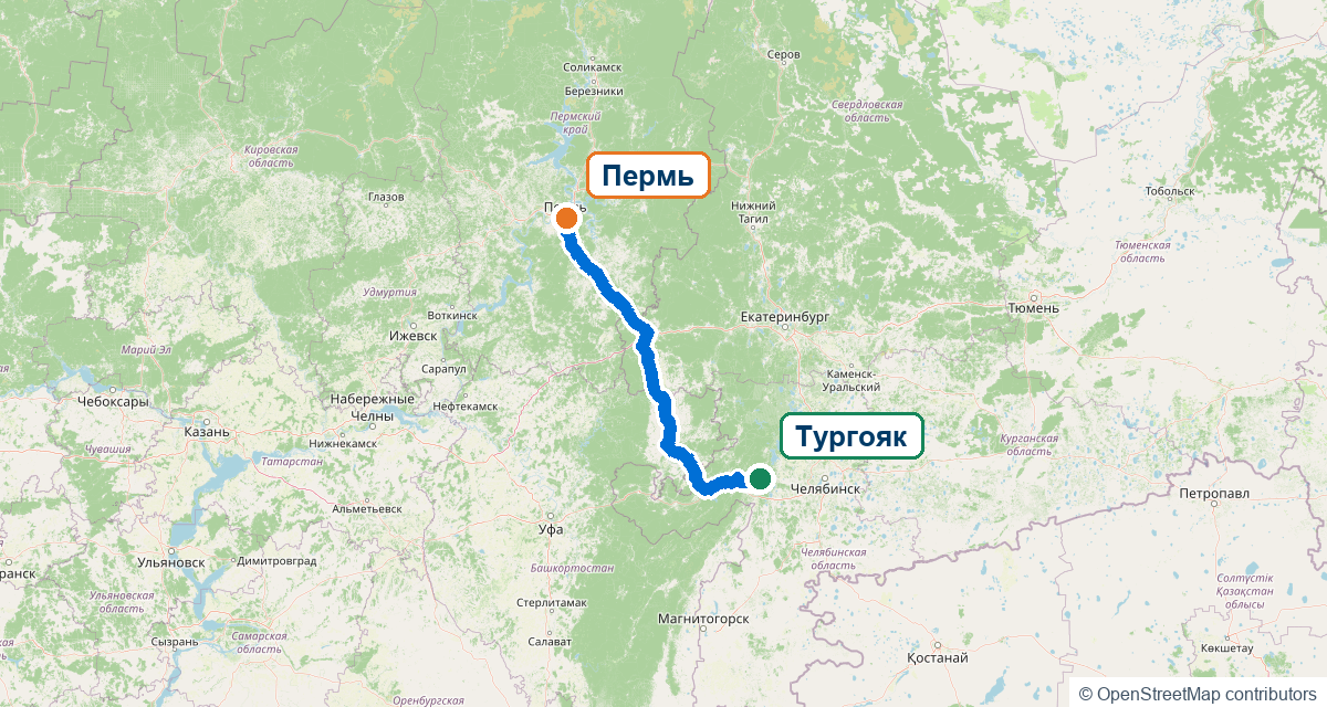 Автомобильный маршрут Пермь — Тургояк
