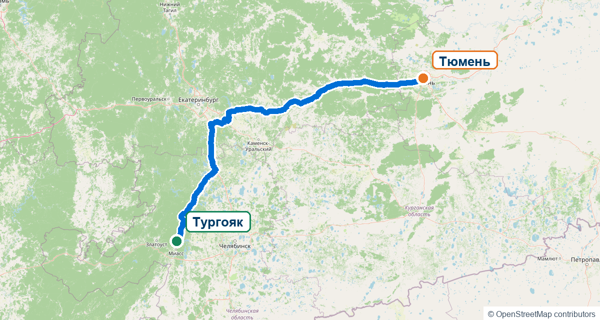 Автомобильный маршрут Тюмень — Тургояк