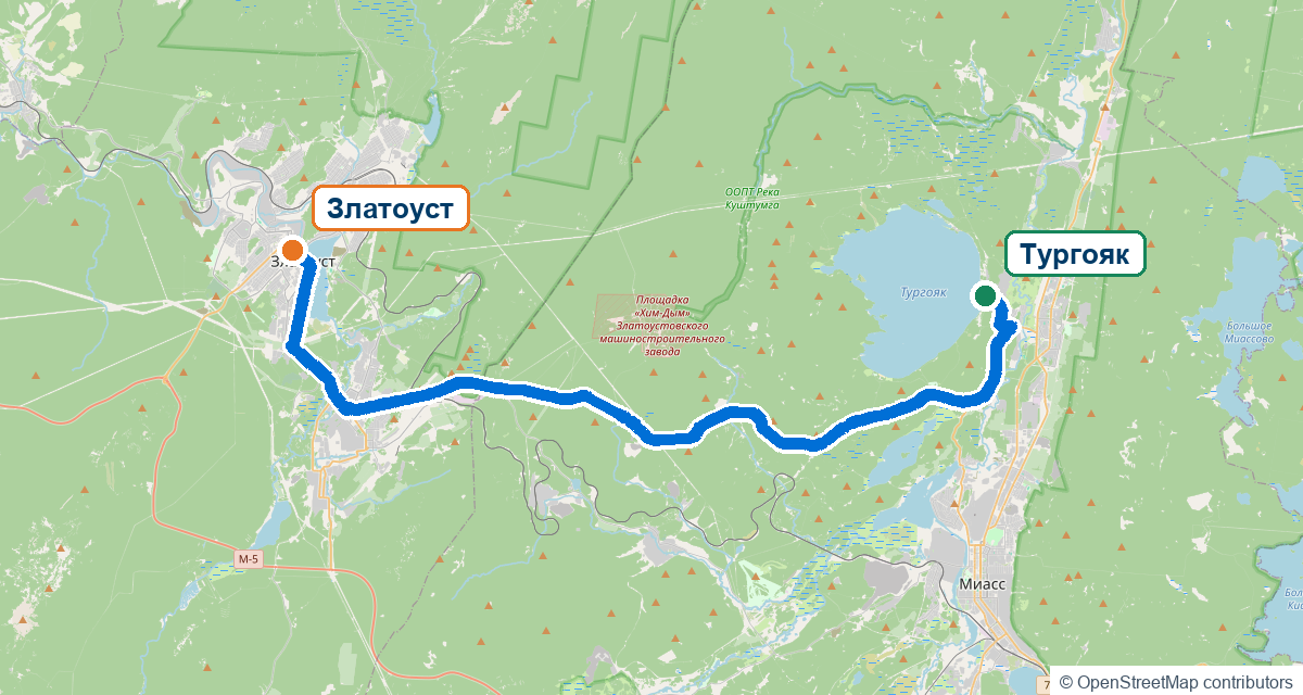 Автомобильный маршрут Златоуст — Тургояк